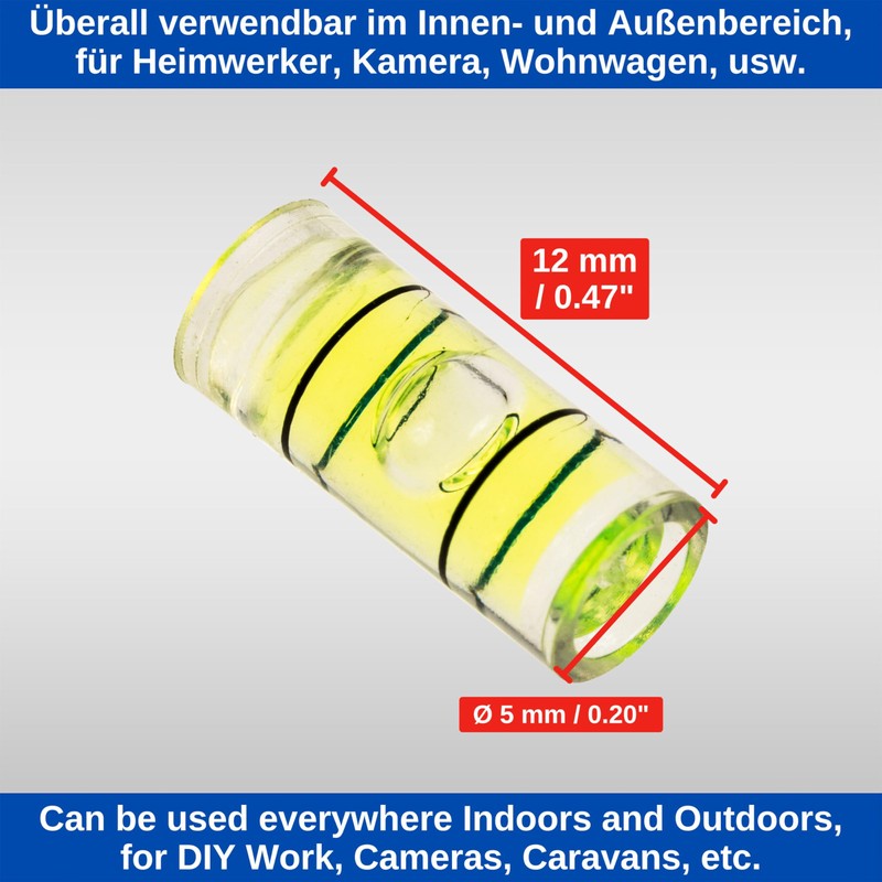 Tubular spirit level set, 10 pieces, with 12 x diameter