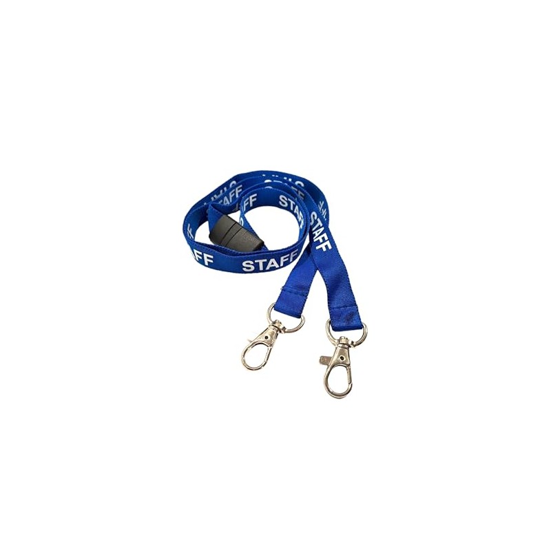 Customcard ltd Blue STAFF lanyards,OPEN END, 2 trigger clips,single safety
