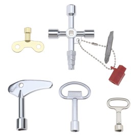 EMSea 5PCS Utility Keys Set Plumber Key Wrench Tool Square Triangle Socket Spanner Key for Water Tap Faucet Radiator Water Meter Control Cabinet Elevator