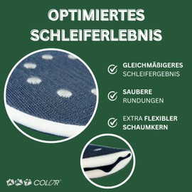 Art Color Foam Soft Pad 125 mm for Bosch Random Orbital Sander (8 Holes) Including 10x Sanding Discs Grit P120 - Soft Pad with Velcro for Sanding Discs