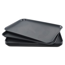 Nesmilers Pack of 6 Large Boot Tray, Plastic Rectangular Serving Tray, Grey, 25.2" x 17.5"