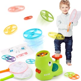 KaeKid Indoor Outdoor Toys for 3+ Year Old Kids - Flying Discs Launcher Toy with 2 Catch Nets, Birthday Fun Gifts Toys for 3 4 5 6 Year Old Girl Boys (Elephant)