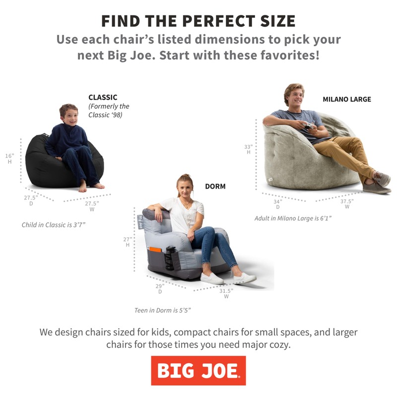 Big Joe Classic Bean Bag Chair for Kids Bedroom and