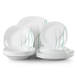 VEWEET Avivaglas 36-Piece Dinnerware Set for 12, Opal Glassware Dinner Sets Plates Set of Dinner Plate, Soup Plate, Dessert Plate, Service for 12