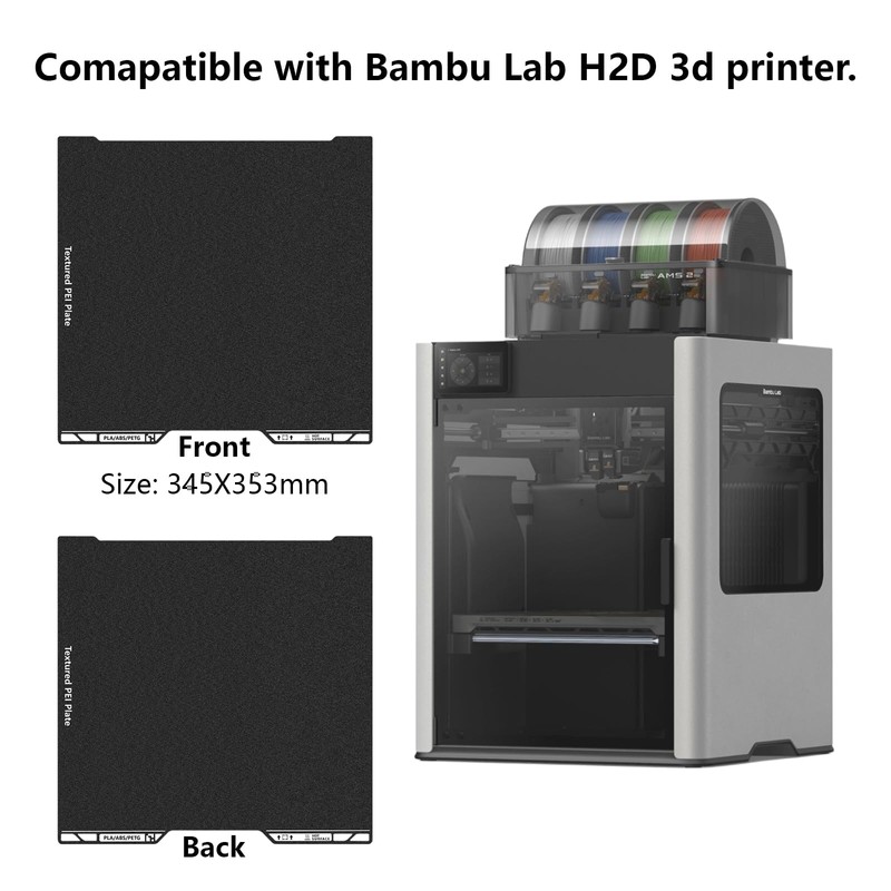 H2D PEI Build Plate, 3D Printer Double Sided Black Textured