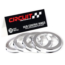 Circuit Performance 72.56mm OD to 57.1mm ID Silver Aluminum Hub Centric Rings