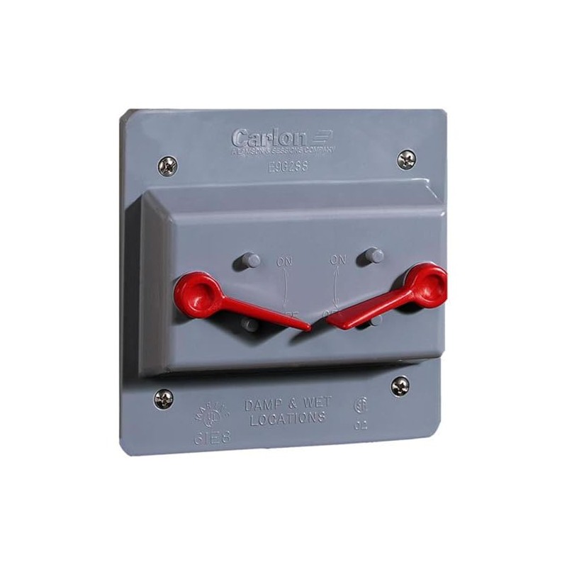 Carlon E9G2SSN Weatherproof Cover, 2-Gang, Type: Lever Switch, Non-Metallic