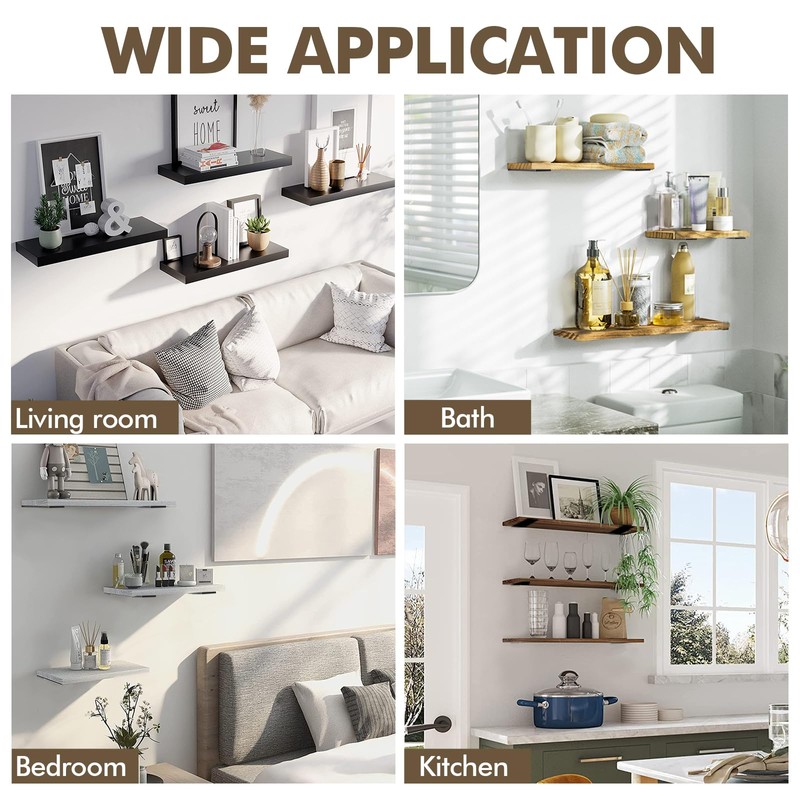 MIUGO 6 Pack Heavy Duty Shelf Brackets 6 inch, Floating