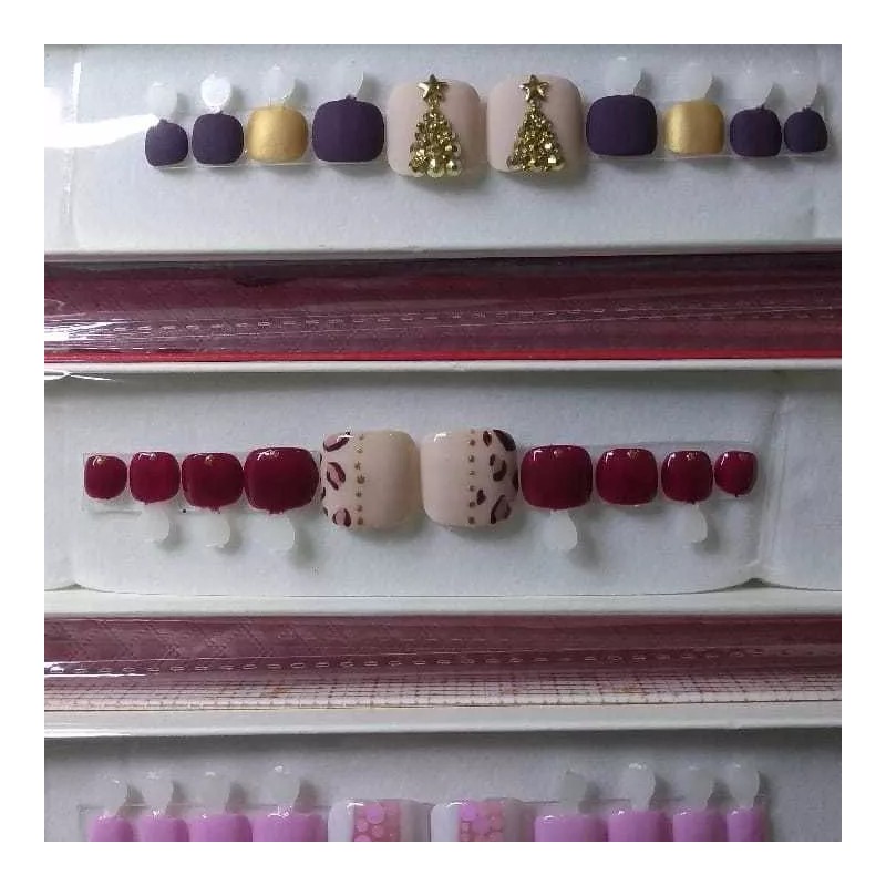 Perfect Nails Press On Uñas Pies Press On Diseño Navideños
