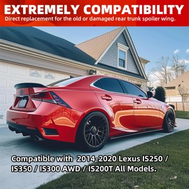 ECOTRIC Rear Trunk Spoiler Wing Lid Compatible with 14-20 Lexus IS200T IS250 IS300 IS350 Carbon Fiber Style Durable Plastic
