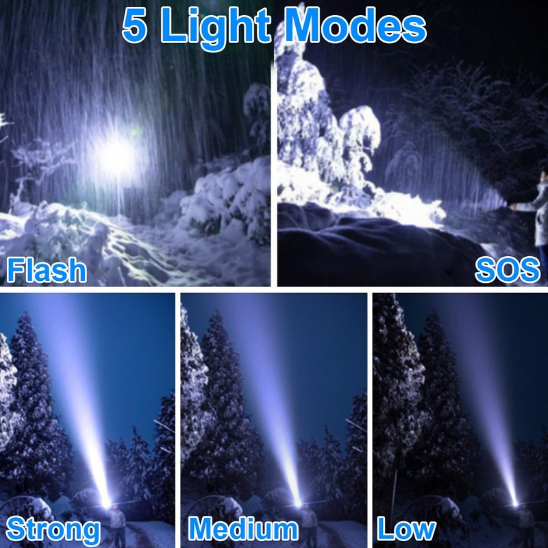 Flashlights LED High Lumens Rechargeable, Heavy Duty Powerful Flashlight, Super