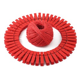 GZXUNFA (Pack of 100) Mini Colored Clothes Pins (Red) About 1.38" Long with 82 Feet of Jute Rope (Red),Colored Wooden Clothespins for Home School Arts Crafts Decor
