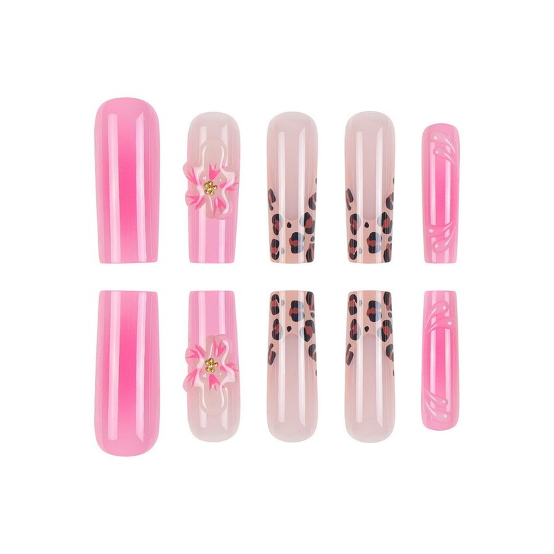 24pcs Long Square Press on Nails French Tip Press ones