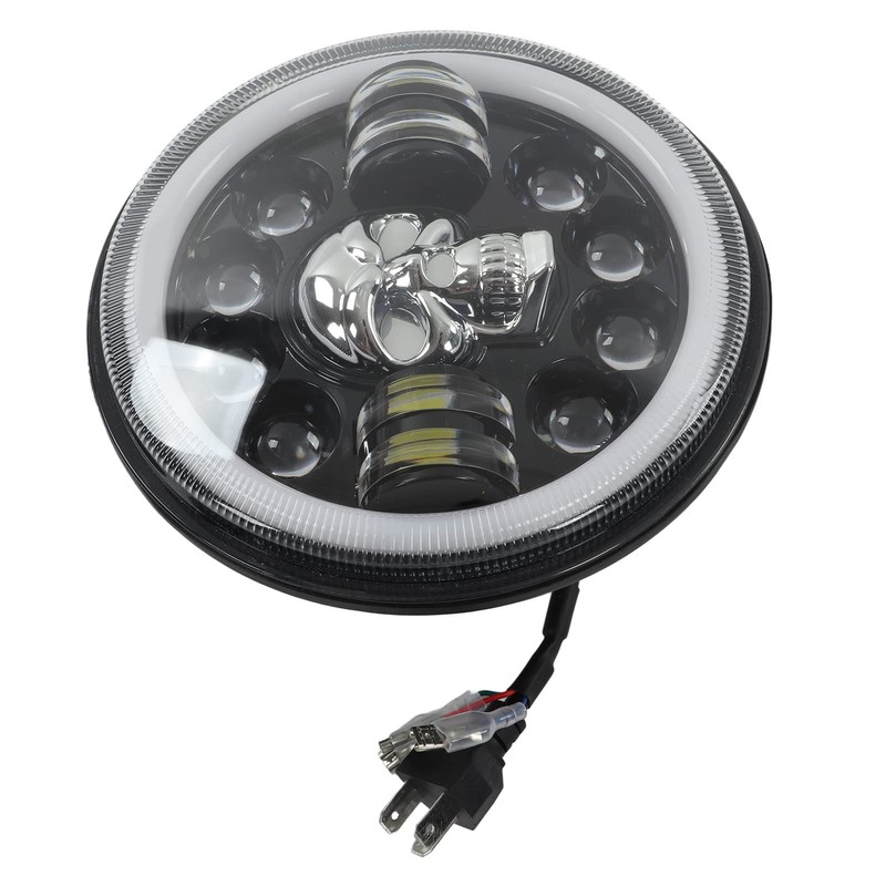 Motorcycle LED Headlight, 7in Round Motorcycle LED Angel Eye Headlight