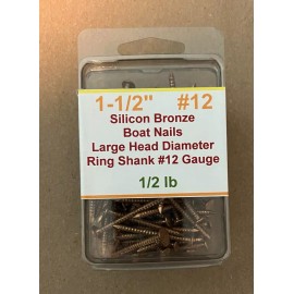 Clendenin 1-1/2" #12 ga Silicon Bronze Boat Nails Ring Shank, 1/2 lb       **MADE IN USA**