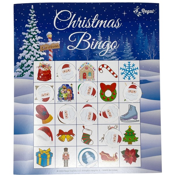 Regal Games - Holiday Bingo Set - Classroom Size Game Kit - Includes 30 Bingo Cards, 280 Bingo Marking Chips, 24 Calling Chips - 8” x 7” Cardstock