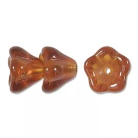 Czech Bead, 50 Czech Glass Dark Topaz 8.5x6.5mm Cone Bell Flower Beads