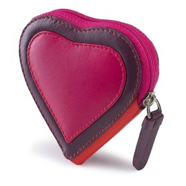 Visconti Capri RB59 Heart Shaped Leather Coin Purse Key Wallet with Key Chain (Plum)