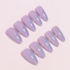 24Pcs Chrome Press on Nails Medium Almond Fake Nails Purple