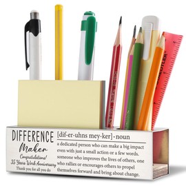 THRXOBN 35th Work Anniversary Appreciation Gifts for Coworker, 35 Years Work Anniversary Congratulations Gift for for Women, Stainless Steel Pen Holder With Work Anniversary Quotes, WBA35