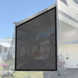 LicBund RV Awning Side Sun Shade 9’ x 7’ Screen Kit Compatible with Do-Metic Camping Trailer Ca-nopy Black Mesh Screen UV Blocker