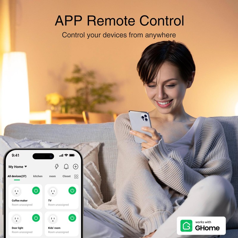 GHome Smart Plug, WiFi Smart Plugs Work with Alexa and