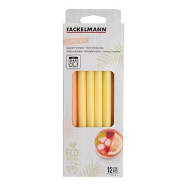 Fackelmann Cannucce Riutilizzabili Linea Summer Party da 12 pz, ideali per succhi, cocktail, frullati, in plastica PP, lavabili in lavastoviglie, colori giallo arancione, lunghezza 20 cm, ⌀ 1 cm