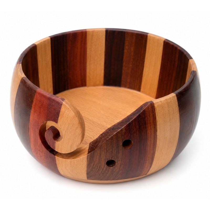Wooden Yarn Bowl for Crocheting – Tangle-Free Knitting Organizer for
