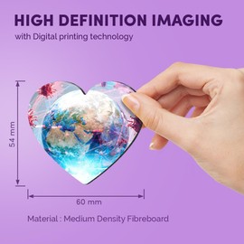 1x Heart MDF Magnet 6cm - World Globe Map Pandemic Virus - Fridge Locker Office Whiteboard Toolbox #52517