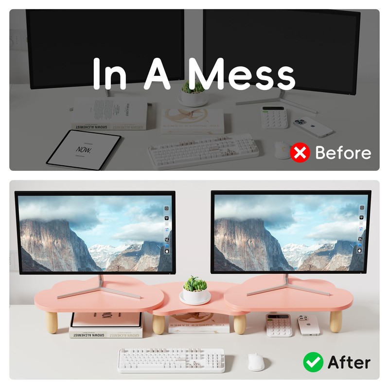 AFOOYO Dual Monitor Stand Riser,Rainbow Cloud Desktop Computer Stand for