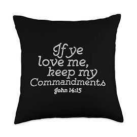 Bible Verse Scripture Love Jesus Tees If Ye Love Me, Keep My Commandments Faith in God Throw Pillow, 18x18, Multicolor