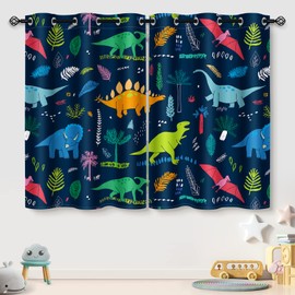 Aimego Kids Boys Dinosaur Blackout Curtains Girls Teens Child Bedroom Living Room Decor Cartoon Wild Animals Darkening Privacy Grommet Window Drapes Set 2 Panels, 42" x 54"