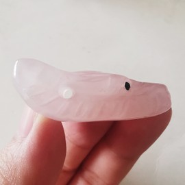 Manekieko Natural Rose Quartz 35mm Wolf Head Pocket Crystals and Healing Stone Figurine,Haped DIY-Jewelry Pendant