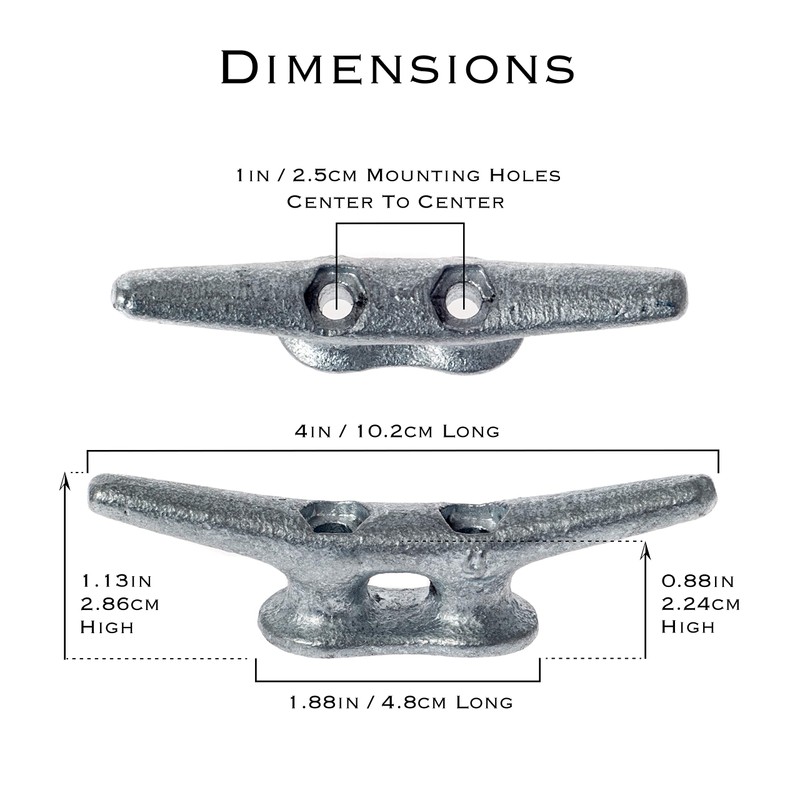 ZUJARA 4 inch Dock Cleats, 5-Pack Galvanized Iron Boat Cleat