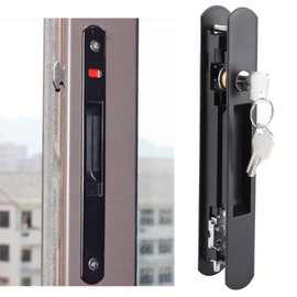 Single Double Sided Sliding Door Lock, Window Hook Lock with 2 Key, No Door Accessories, Modern and Simple