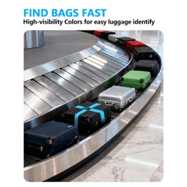 BILIONE 3Pcs Luggage Straps Set - 2 Suitcase Straps 70'' Long and 1 Add A Bag Strap, Adjustable Luggage Identifiers Nylon Travel Belt