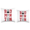Retro Graphic Badminton Player Shuttlecock Player Sports Throw Pillow
