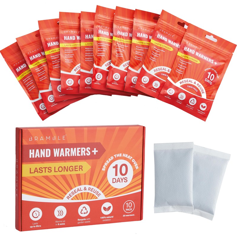 BRAMBLE 20 Hand Warmers Reusable (8 Hours Heat Over 10