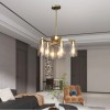 Modern Gold Iron Pendant Light 6-Light Clear Glass Shade Round