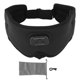 Bluetooth 5.2 Sleep Headphones Wireless 3D Sleeping Eyeshade Music Headphones for Side Sleeper with 20 White Noise Timing Black