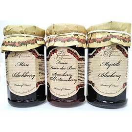Artisanal French Jams Berry Variety | Wild Blueberry, Wild Strawberry and Blackberry Jams | 9.5 Oz Each