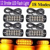 4PCS 12 Strobe LED Amber Hazard Beacon Emergency Flashing Side