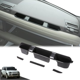 HIRUFAIT Co-pilot Front Organizer Tray Compatible with LR Defender 90/110/130 2020-2025 Accessories, Dashboard Side Storage Box ABS Black