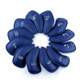 Leather Golf Headcovers Irons Set 12 Pcs Club Iron Head Covers in Blue