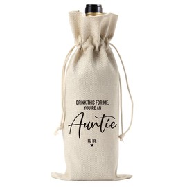 Pregnancy Announcement Wine Bag Baby Announcements Gifts for Auntie to Be Aunt Sister New Mom Gifts Drink for Me You're an Auntie to Be Wine Bag (Wine1605)
