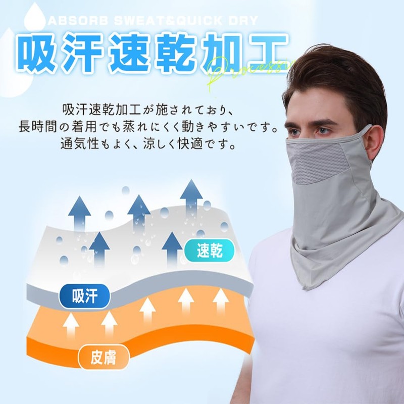 PIROXIS Men's Neck Guard Face Cover, For Summer, Cool Touch,