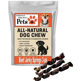 Merchandise Unlimited, Inc. Pets Plus Premium Dog Treats – Beef Jerky Springs, 3 Pack | All-Natural, High-Protein Chews for Dogs, Long-Lasting Treats for Training, Rewards & Dental Health