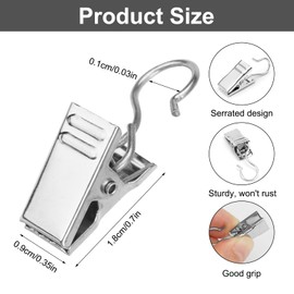 Pack of 150 Curtain Clips, Metal, Curtain Clips, Small Shower Curtain Hooks Clips, Curtains Clips with S Hooks, Multifunctional Hook Clip for Curtains, Photos, Shower Curtain, Hanging Home Decoration