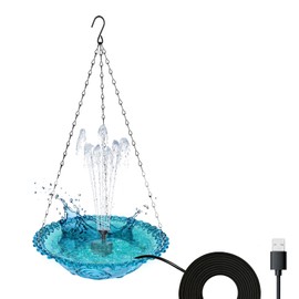 Hanging Bird Bath, Bird Bath Bowl with Fountain USB Powered, Hummingbird Bath Fountain for Outdoor Garden Backyard