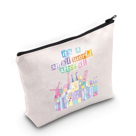 JXGZSO Theme Park Makeup Bag It's A Small World After All Magic Kingdom Cosmetic Bag Travel Collectible Gift Fairyland Pouch